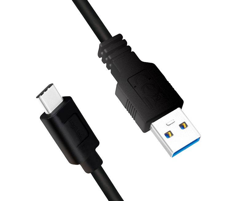 USB-Kabel 3.2 C-Stecker an A-Stecker 0.5m Schwarz Logilink 5 Gbps Datenrate, 2x geschirmt, Schnellladekabel, Datenkabel