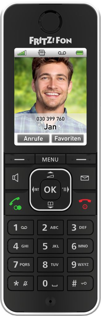 FRITZ!Fon C6 DECT Mobilteil Farb-LCD-Anzeige, Schwarz Schnurloses VoIP-Telefon mit Internetradio