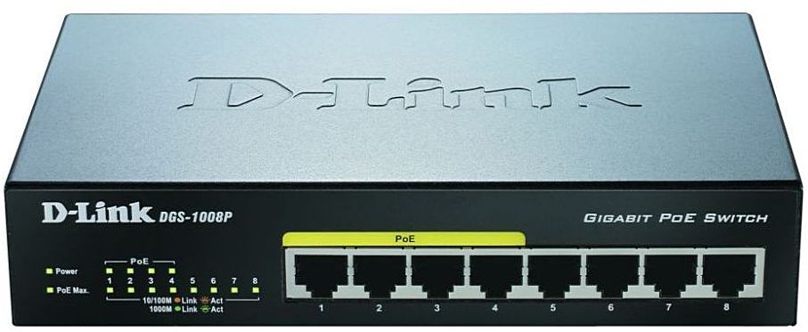 Switch 8*10/100/1000 MBit D-Link DGS-1008P/E PoE unmanaged 8 Anschlüsse - nicht verwaltet, 4x Power over Ethernet