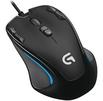 Maus Logitech G300s Mouse beleuchtet kabelgebunden Schwarz-Blau, 9 programmierbare Bedienelemente
