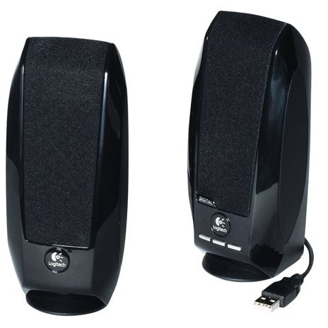 Lautsprecher Logitech S-150 schwarz USB ohne Audio-Klinke! digital Speaker, aktive Stereo-Lautsprecher