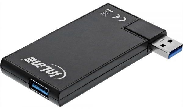 USB-Hub (USB 3.0)  4 Ports Inline 180 Twist Hub drehbar, Schwarz