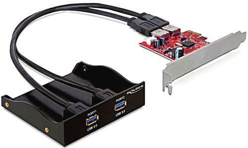 Frontpanel Delock 61775 2x USB 3.0 für Laufwerksschacht 8,9 cm (3,5'') inkl. PCIe-Karte