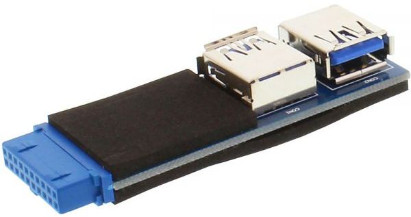 USB-Adapter 3.0 2xA Buchse auf Pfostenanschluß zum internen Anschluß von 2 externen Geräten