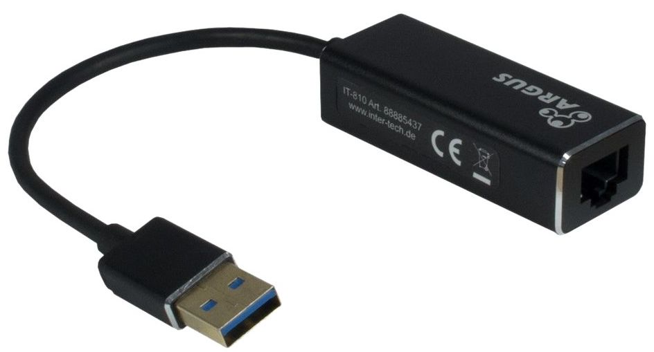 USB-Adapter A an Ethernet 10/100/1000 MBit IT-810 USB 3.0 USB-Gigabit-LAN-Konverter, Inter-Tech