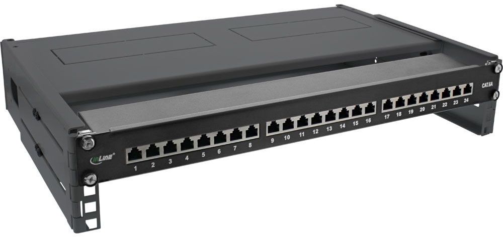 Rack 19'' zur Wandmontage 2HE 24-40cm tiefe schwarz m.A. mit Abdeckung, Tiefschwarz RAL9005, unbestückt