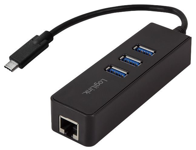 USB-Hub (USB 3.0) Multihub: 3x USB , 1x LAN Schwarz Logilink