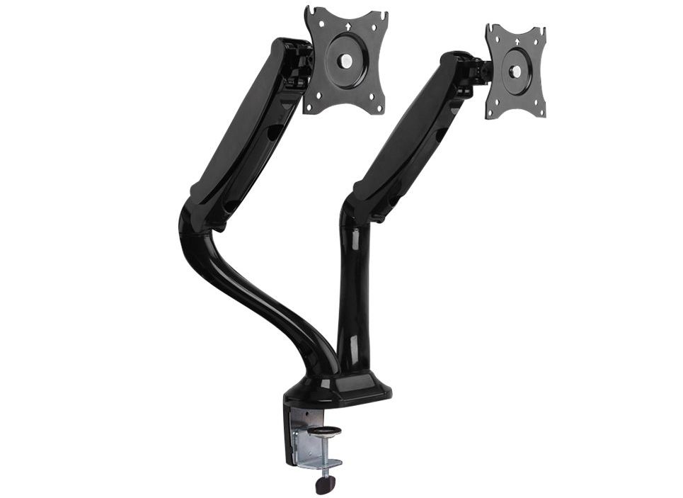 Monitor-Tischhalterung für 2 Monitore Logilink mit Gasfedern passend für 13-27'' Monitore, max. 6kg pro Arm, Schwarz