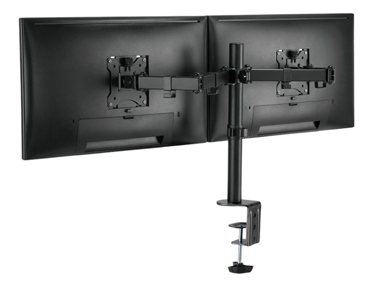 Monitor-Tischhalterung für 2 Monitore Logilink passend für 17-32'' Monitore, max. 8kg pro Arm, Schwarz