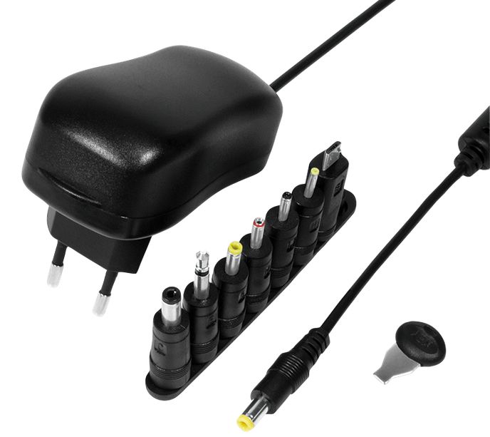 Netzteil Universal 3-12V max. 1000 mA, 24W mit 7 Wechselsteckern, Kabellänge 1,5m