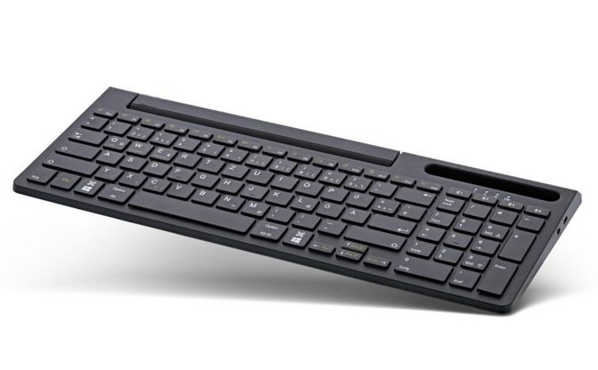 Tastatur 4in1 Bluetooth Aluminium mit Nummernpad Schwarz für bis zu 4 Bluetooth-Geräte, QWERTZ