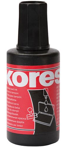Stempelfarbe 27ml schwarz Kores mit Verstreicher ohne Öl, Umverpackung 10 Stück