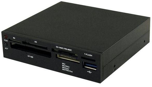 Frontpanel-Kit Cardreader & USB 3.0 3,5'' Plug and Play Einbau in 8,89 cm-Schacht (3,5''), Schwarz