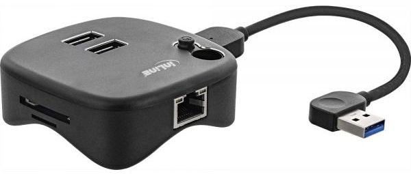 USB-Hub (USB 3.0) A-Stecker an 2x Stecker/LAN/Cardreader Multifunktionsadapter für beispielsweise MS Surface