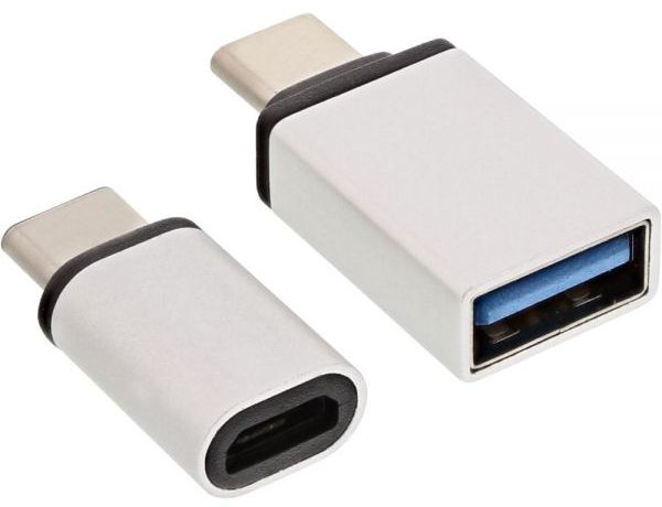 USB-Adapter 3.0 Set C Stecker an Micro und C an USB Buchse Bundel aus 2 Adaptern, mit Aluminiumgehäuse