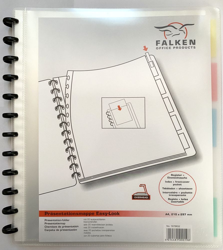 Präsentationsmappen Easy Look transparent Falken mit 20 austauschbaren Klarsichthüllen