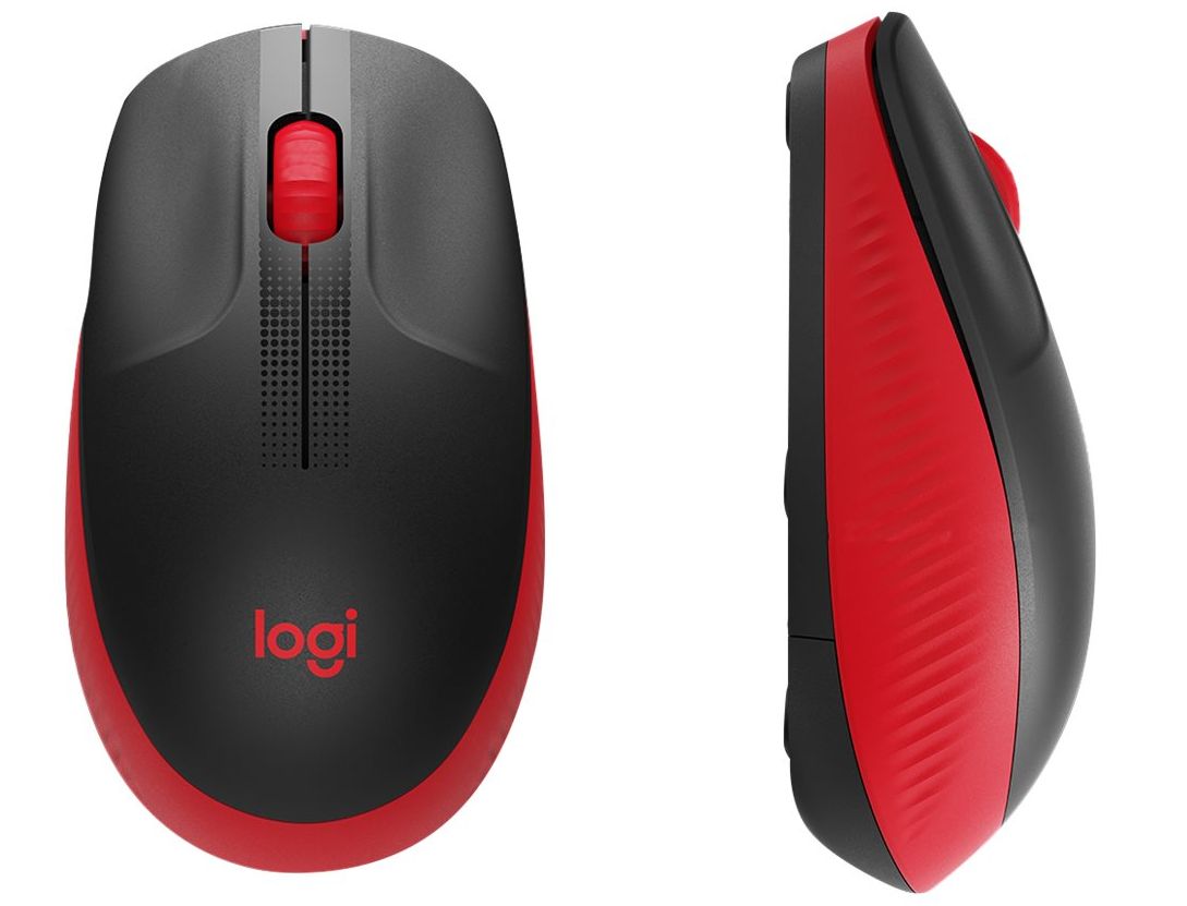 Maus Logitech Mouse M190 Schwarz-Rot schnurlos mit USB-Nano-Empfänger, Plug&Play