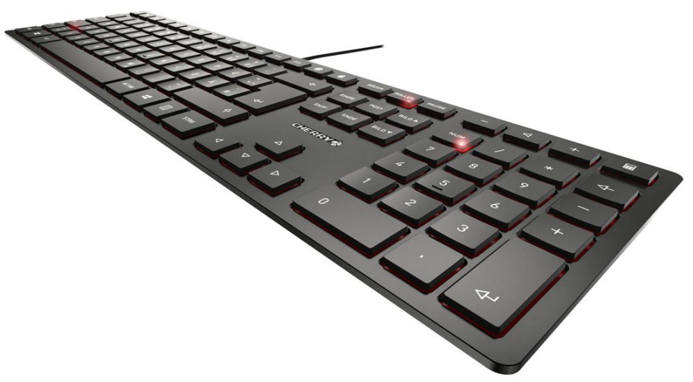 Tastatur Cherry KC 6000 Slim Schwarz USB 105 + 4 Tasten, Nachfolger der G83-Serie
