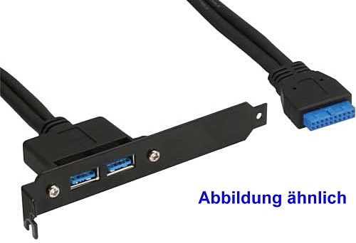 Slotblech mit USB 3.0 2xBuchsen 50cm für internen USB 3.0 Mainboardanschluss