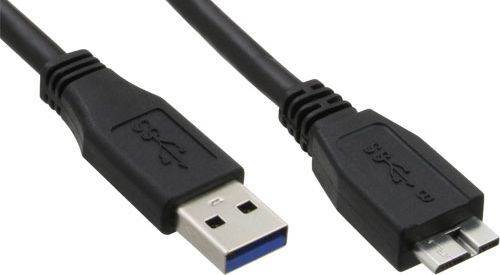 Kabel USB 3.0 1m A an Micro B schwarz zum Verbinden von USB 3.0 Geräten an den PC