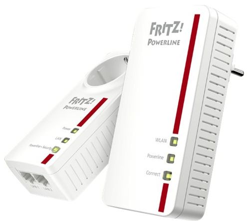 dLAN-Adapter FRITZ!Powerline 1260E WLAN AC1200 Set Gigabit-LAN/WLAN über Stromleitung, 1x ohne int. Steckdose
