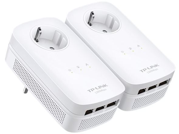 dLAN-Adapter TP-Link TL-PA8030P KIT AV1200 3x 2 Module mit je 3xLAN-Buchse und mit integrierter Steckdose