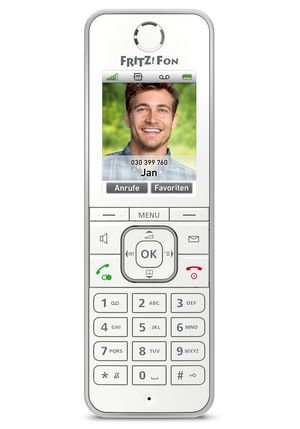 FRITZ!Fon C6 DECT Mobilteil Farb-LCD-Anzeige, Weiß Schnurloses VoIP-Telefon mit Internetradio
