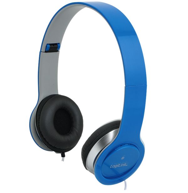 Headset Logilink Stereo mit Mikrofon 1x 3,5mm Blau kabelgebunden, Kopfhörer-Formfaktor: ohrumschließend