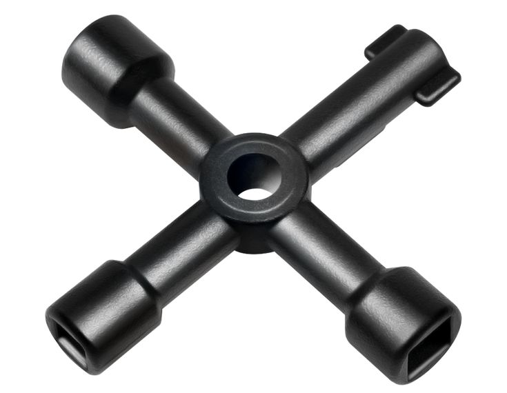 Universal-Kreuzschlüssel für Schaltschränke und Absperrsysteme, Material Zinklegierung, Schwarz